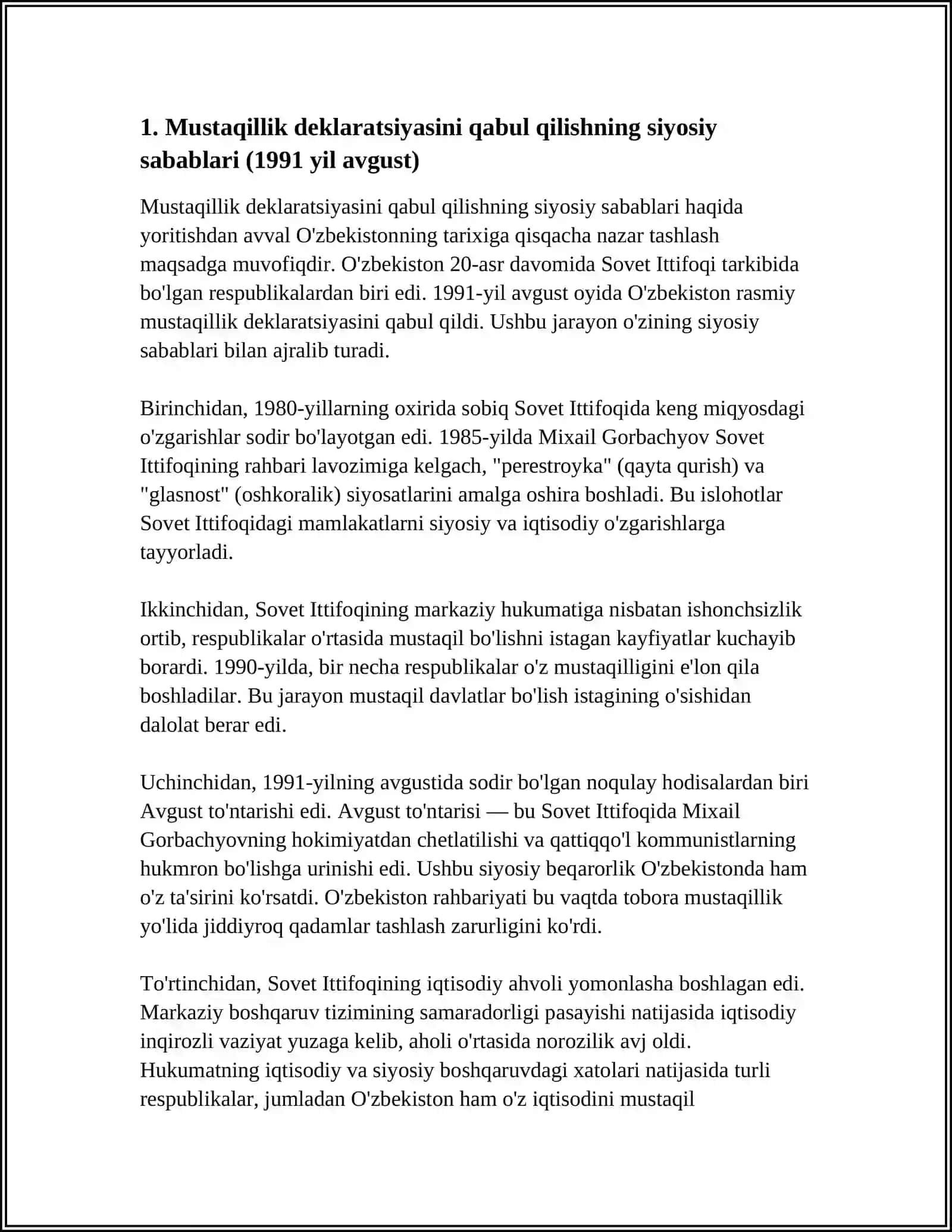 MUSTAQILLIK DEKLARATSIYASINI QABUL QILISH 3