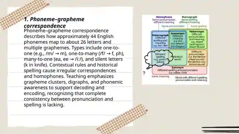 Correlation between pronunciation and spelling 3