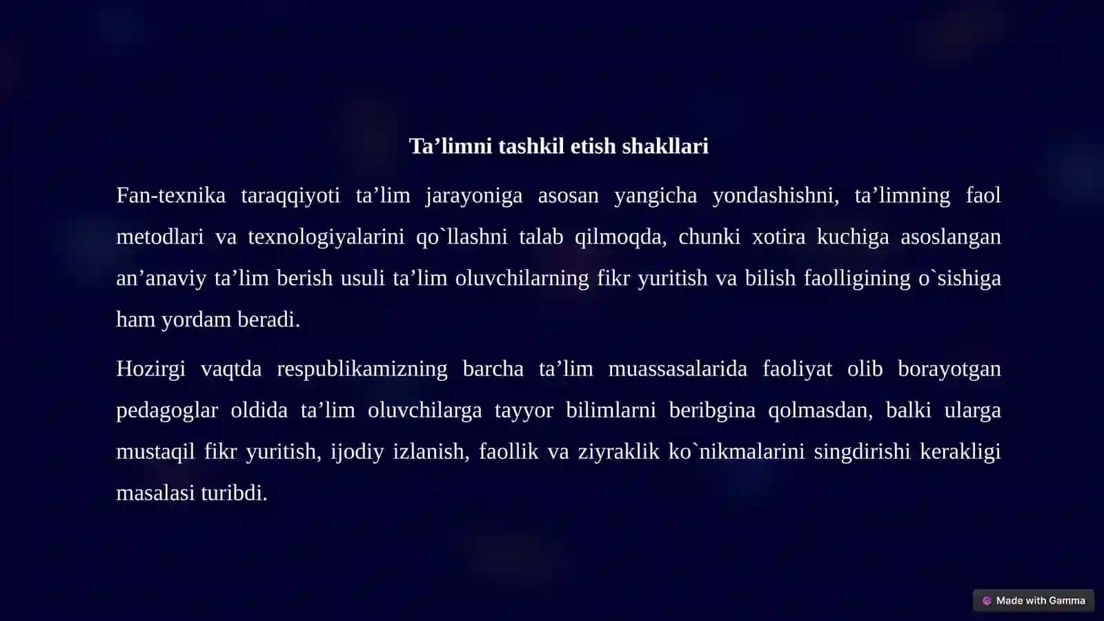 Maxsus fanlardan darslarni tashkil etish va nazorat qilish 3