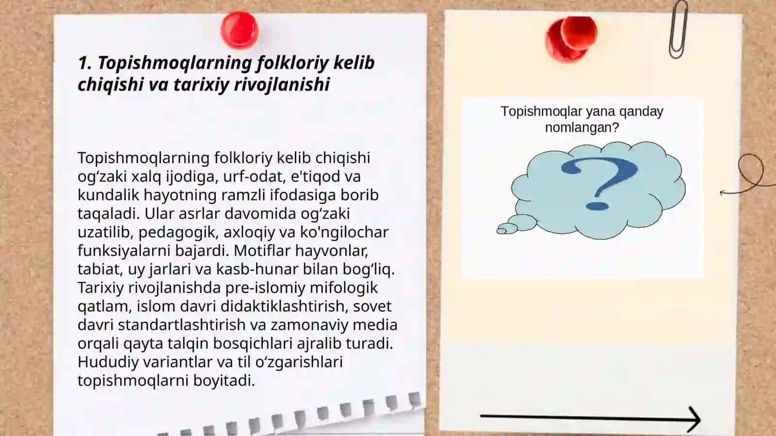 Topishmoqlar va ularning janri tasnifi. Masallarda majoziylik. Tez aytishlarni alleratsion xususiyatlari 3