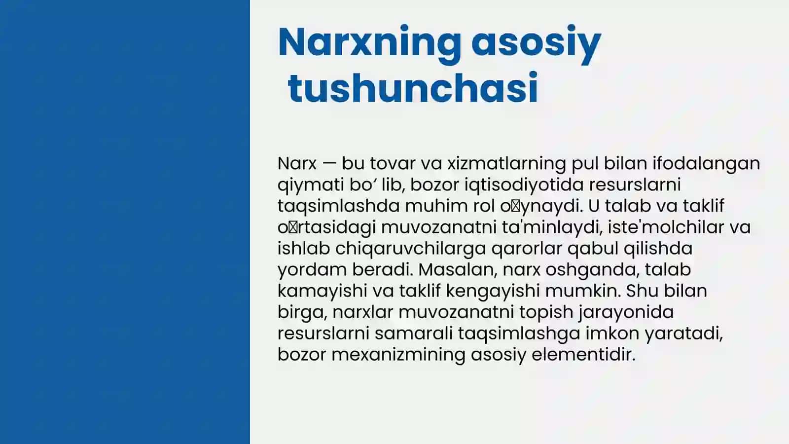 Narxning moxiyati va shakllanish xususiyatlari 3