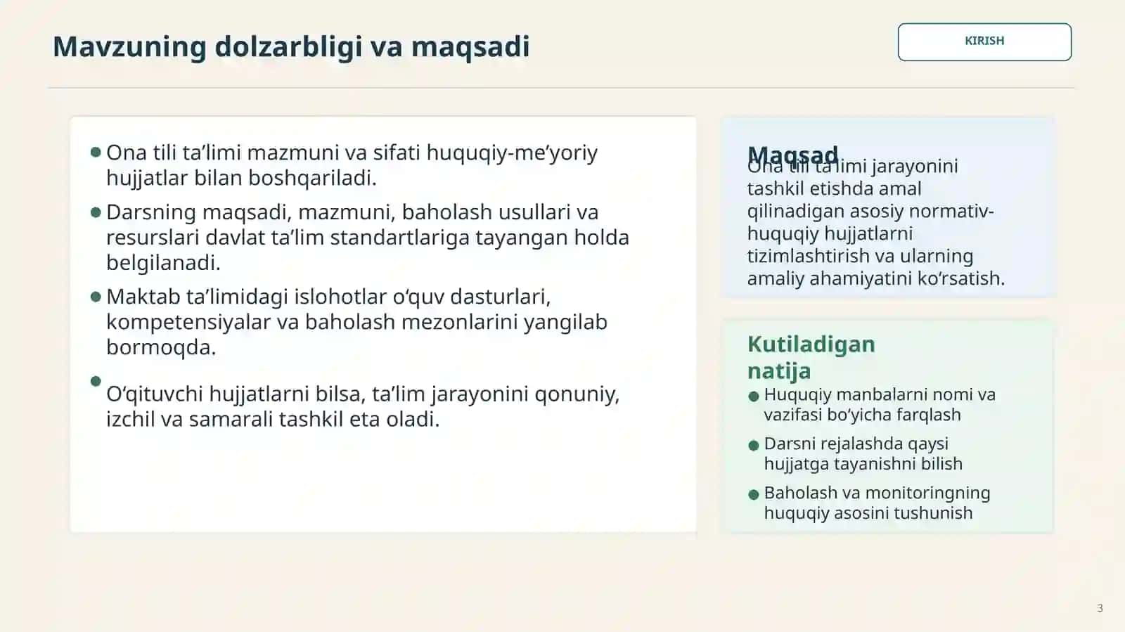 Ona tili taʼlimi jarayonini tashkil etishda qoʻllaniladigan huquqiy-meʼyoriy hujjatlar 3