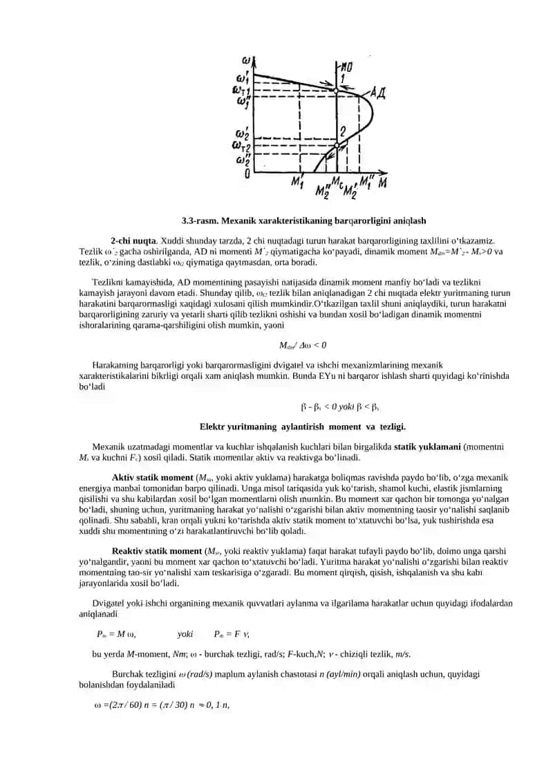 Elektr yuritmani xarakatlanishi. Elektr yuritmaning turg‘un xarakati 3