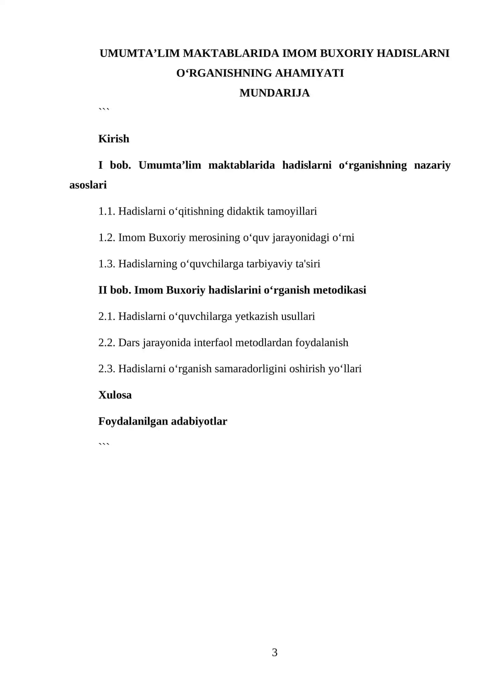 UMUMTAʼLIM MAKTABLARIDA IMOM BUXORIY HADISLARNI OʻRGANISHNING AHAMIYATI 3