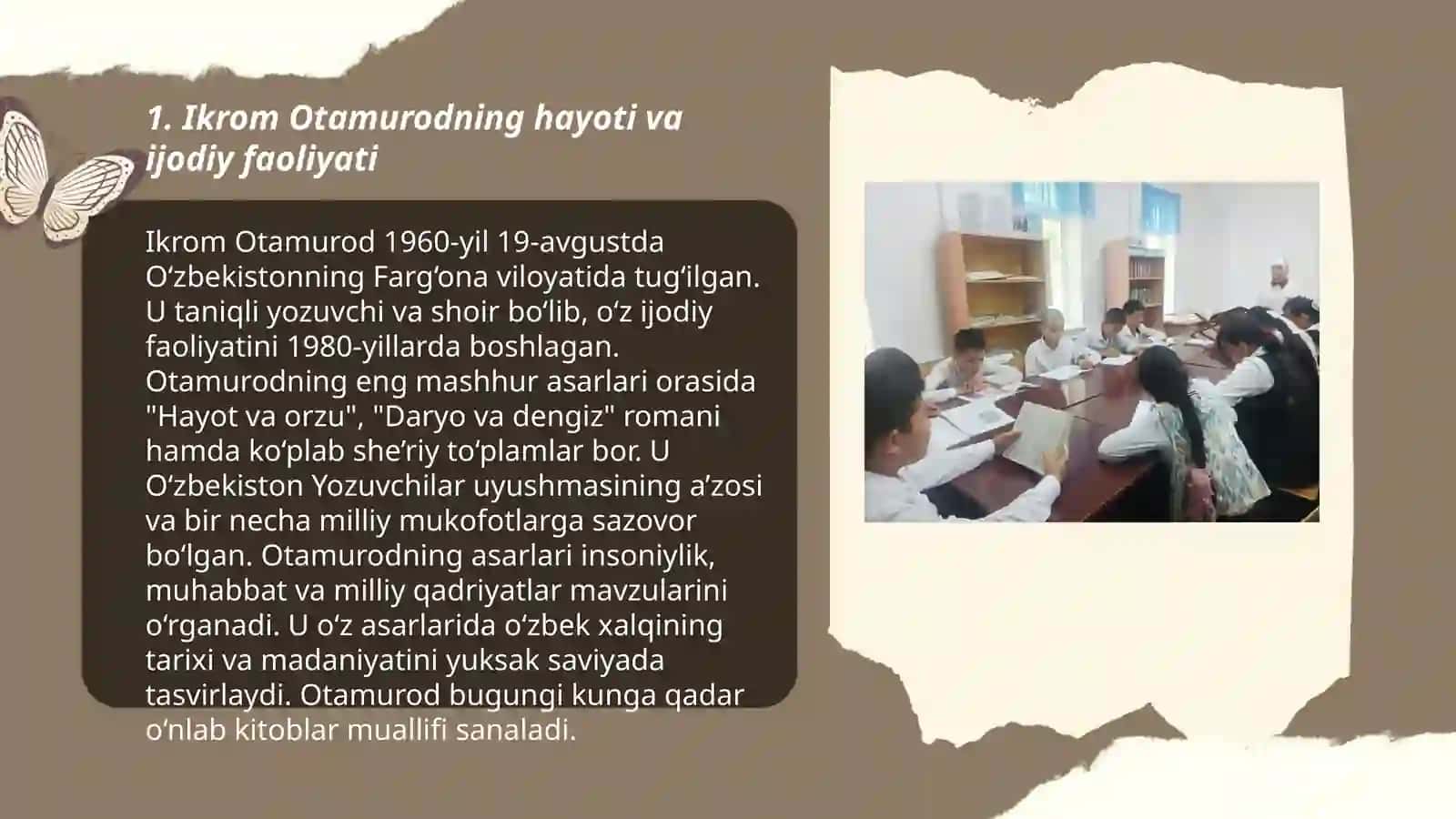 Sinfdan tashqari ishlarda Ikrom Otamurod ijodini o‘rganish 3