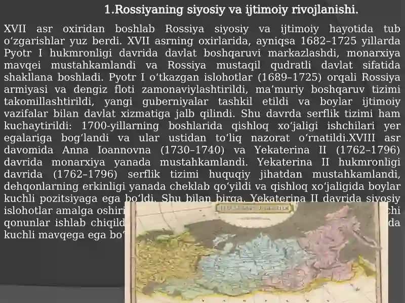 XVII asr oxiridan XIX asrning 70-yillarigacha Rossiya 3
