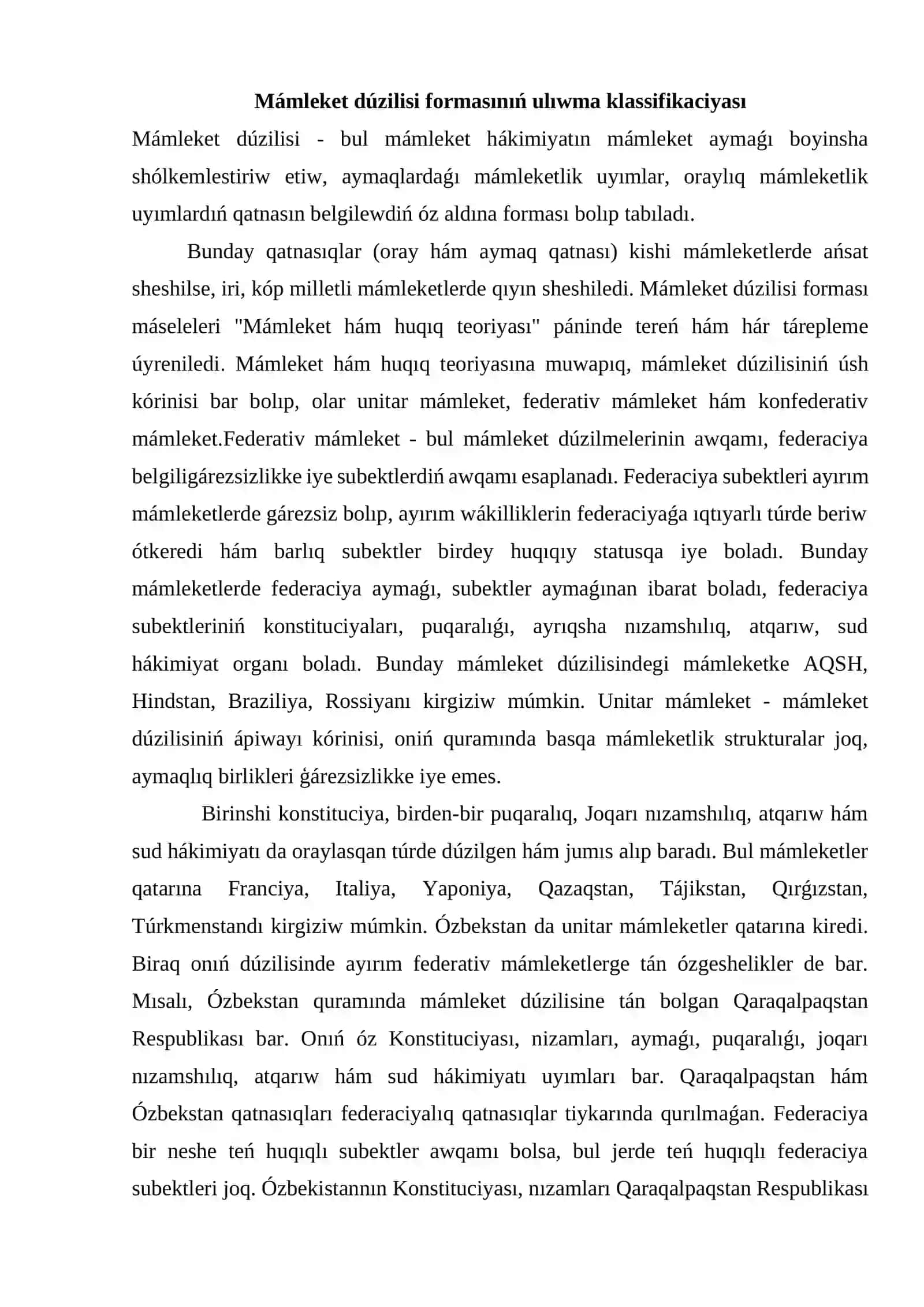 Òzbekistan Respublikası hákimshilik aymaqlıq hám mámleketlik duzilisi 3