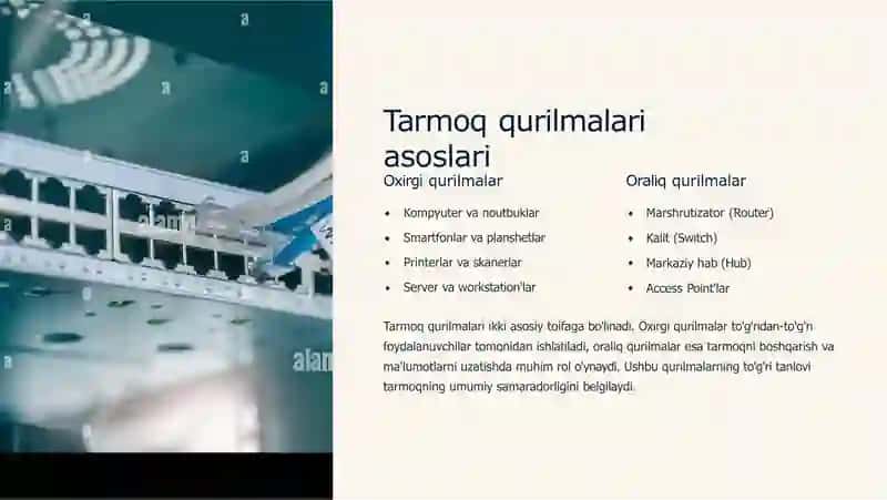 Aloqavositasi, tarmoq qurilmalari va tarmoq topologiyasi 3