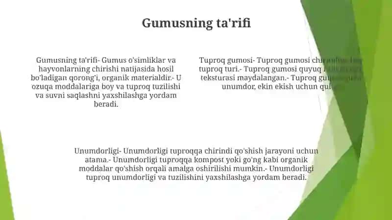 Tuproq Gumosi Va Unumdorligi 3