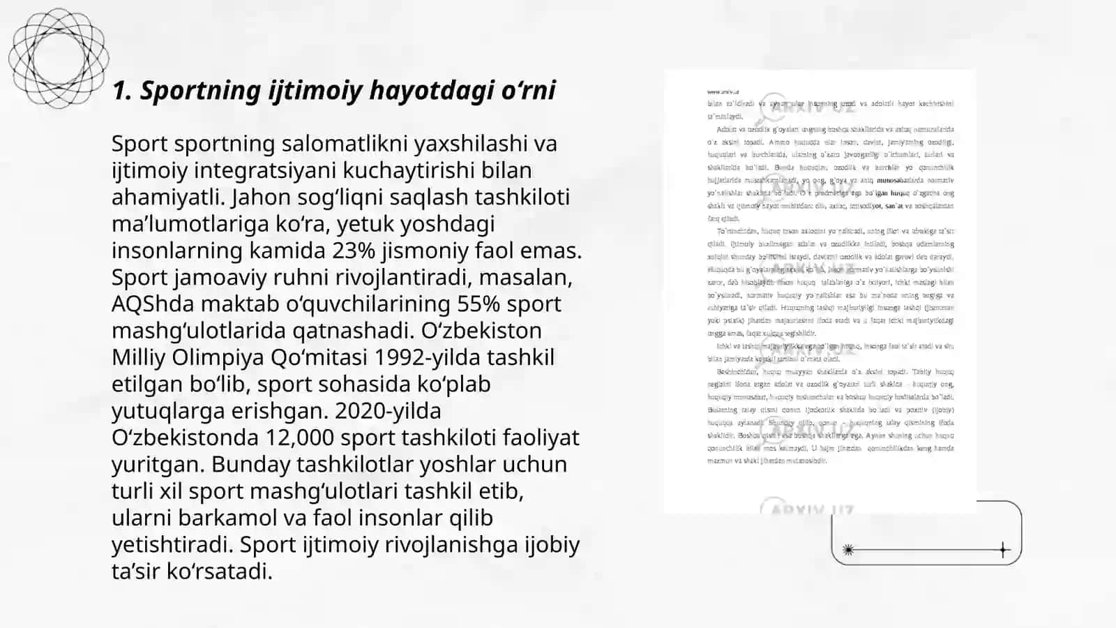 Sport ijtimoiy sohalar tizimida. Sportning nazariy asoslari sprot turlari tasnifi 3