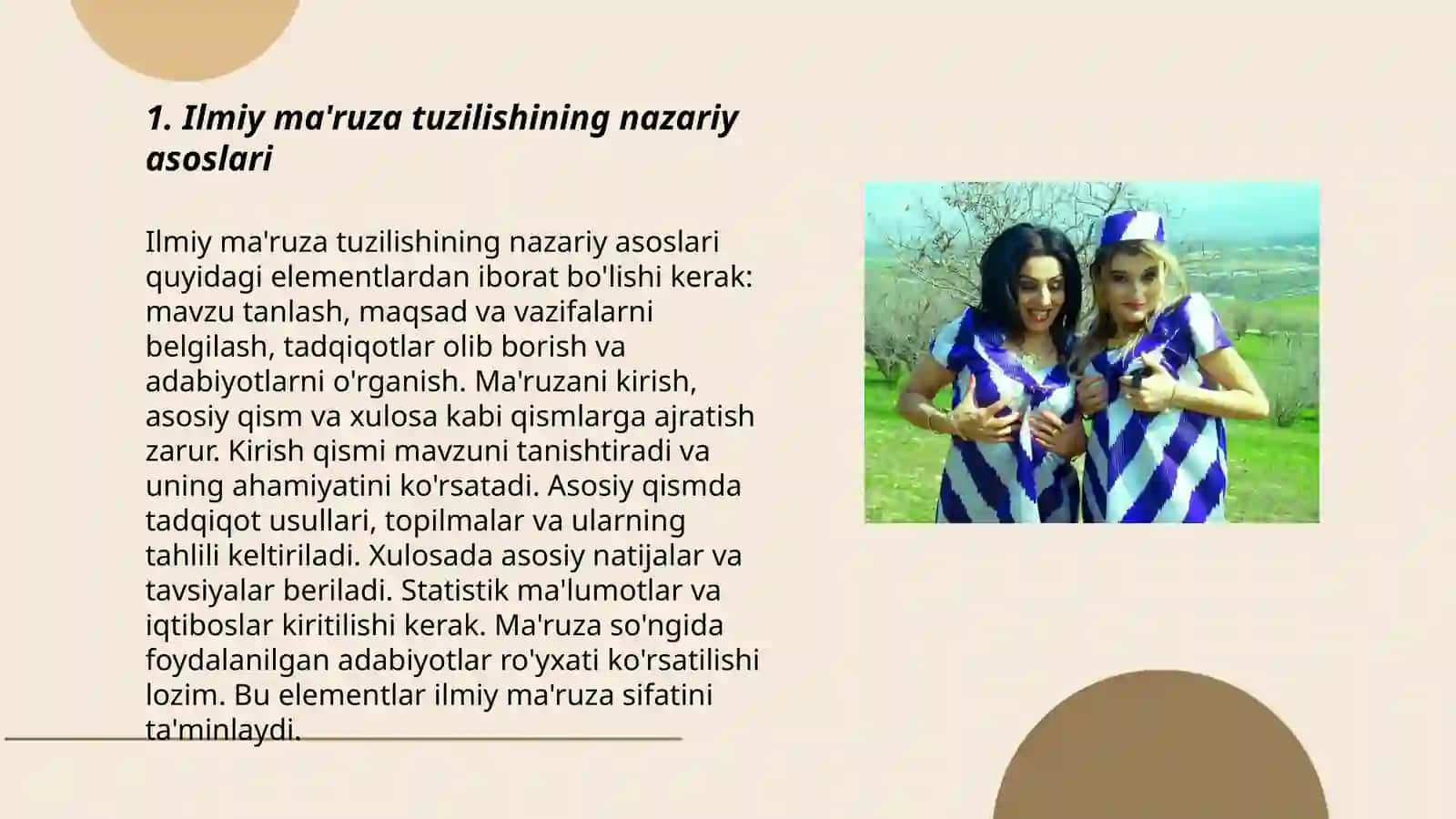 Ilmiy ma'ruza va uning tezisini yozish. Tajriba-sinov ishlari 3