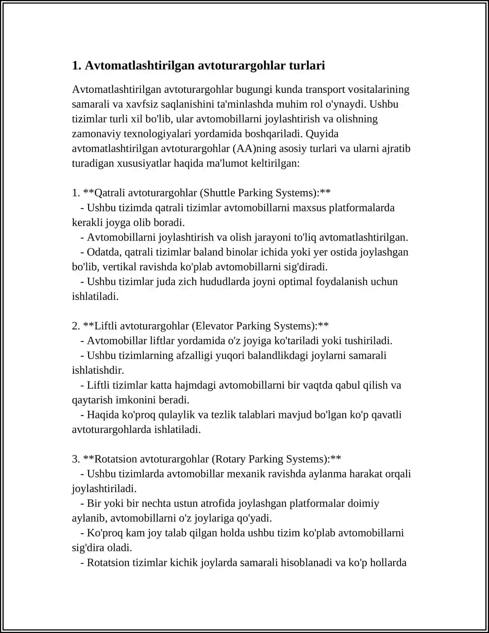 AVTOMATLASHTIRILGAN ZAMONAVIY AVTOTURARGOHLAR ISHLASH PRINSIPI 3