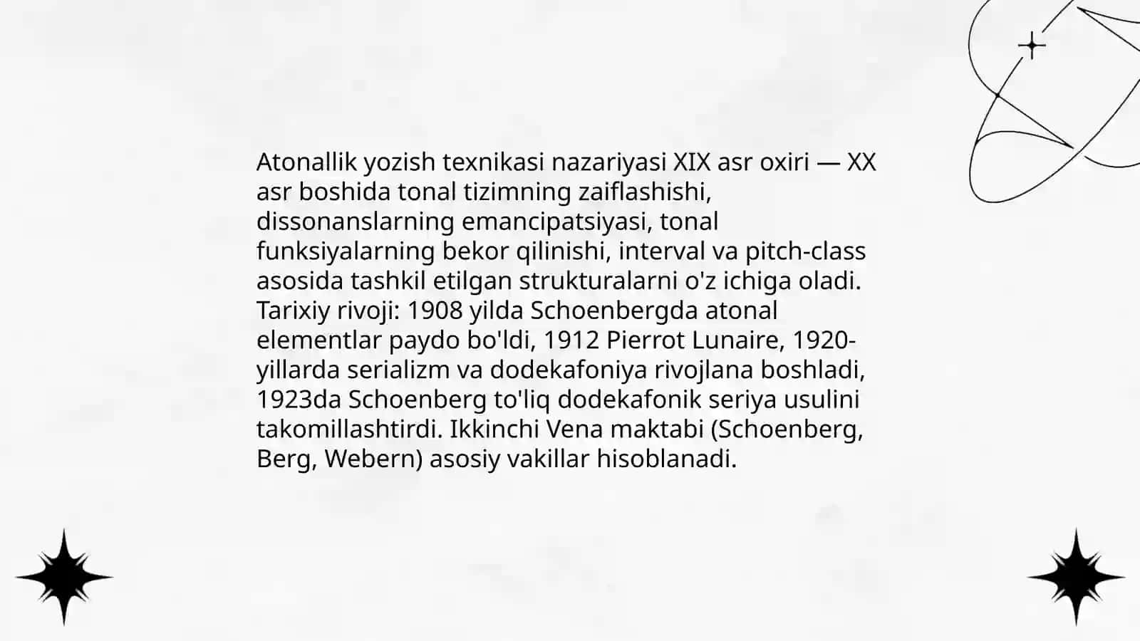 Atonallik yozish texnikasi. XX asr fortepiano musiqasida dodekafoniya. Seriya shakllari. Serial texnikasi 3