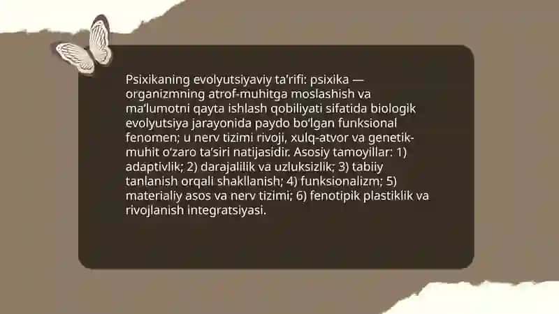 Psixikaning evolyutsiyasi va vujudga kelishi 3