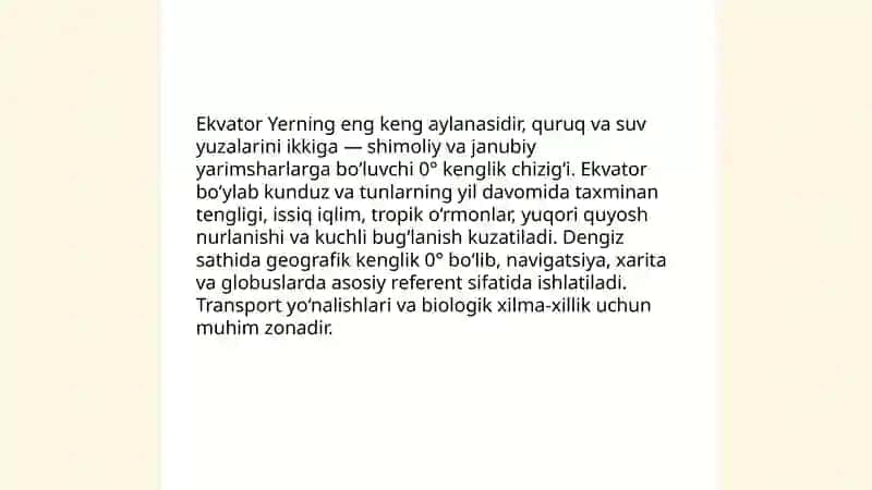Ekvator.Meridian va paralel chiziqlari.Globus.Xarita.Oy va uning fasllari. 3