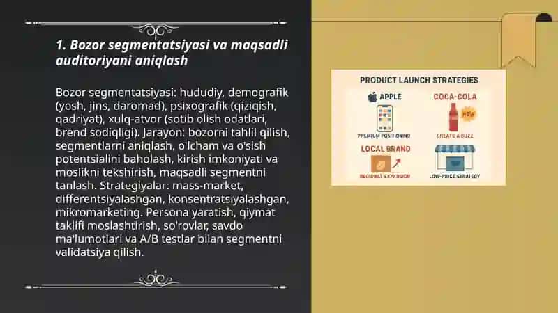 Mahsulot yoki hizmatni bozorga chiqarish startegiyalri 3