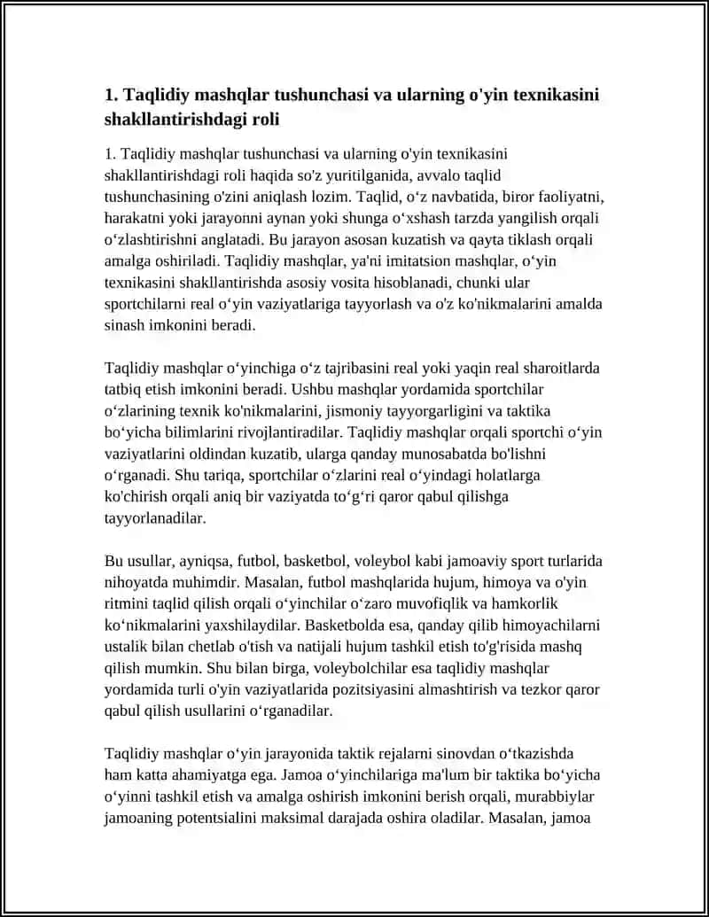 OʻYIN TEXNIKASINI SHAKKLANTIRUVCHI TAQLIDIY MASHQLAR MOHIYATI HAMDA MAZMUNI 3