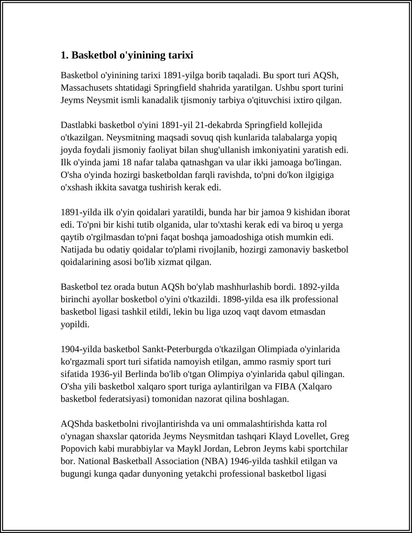BASKETBOL MAVZUSIDA REFERAT TAYYORLAB BER 3