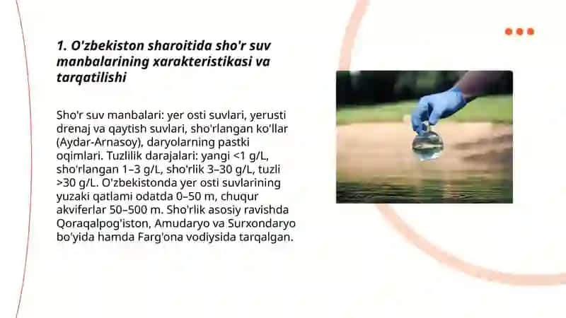 O'zbekiston sharoitida sho'r suvlarni chuchuklashtirish g'oyasini yaratish 3