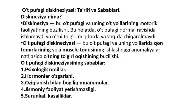 o't yo'llari diskineziyasi, jigar o'smalari 3