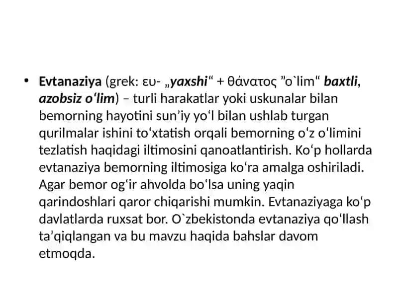 Evtanaziya muammolari 3