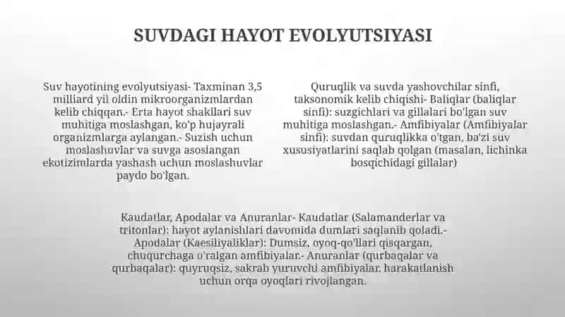 Suvda Hamda Quruqlikda Yashovchilar Sinfi 3