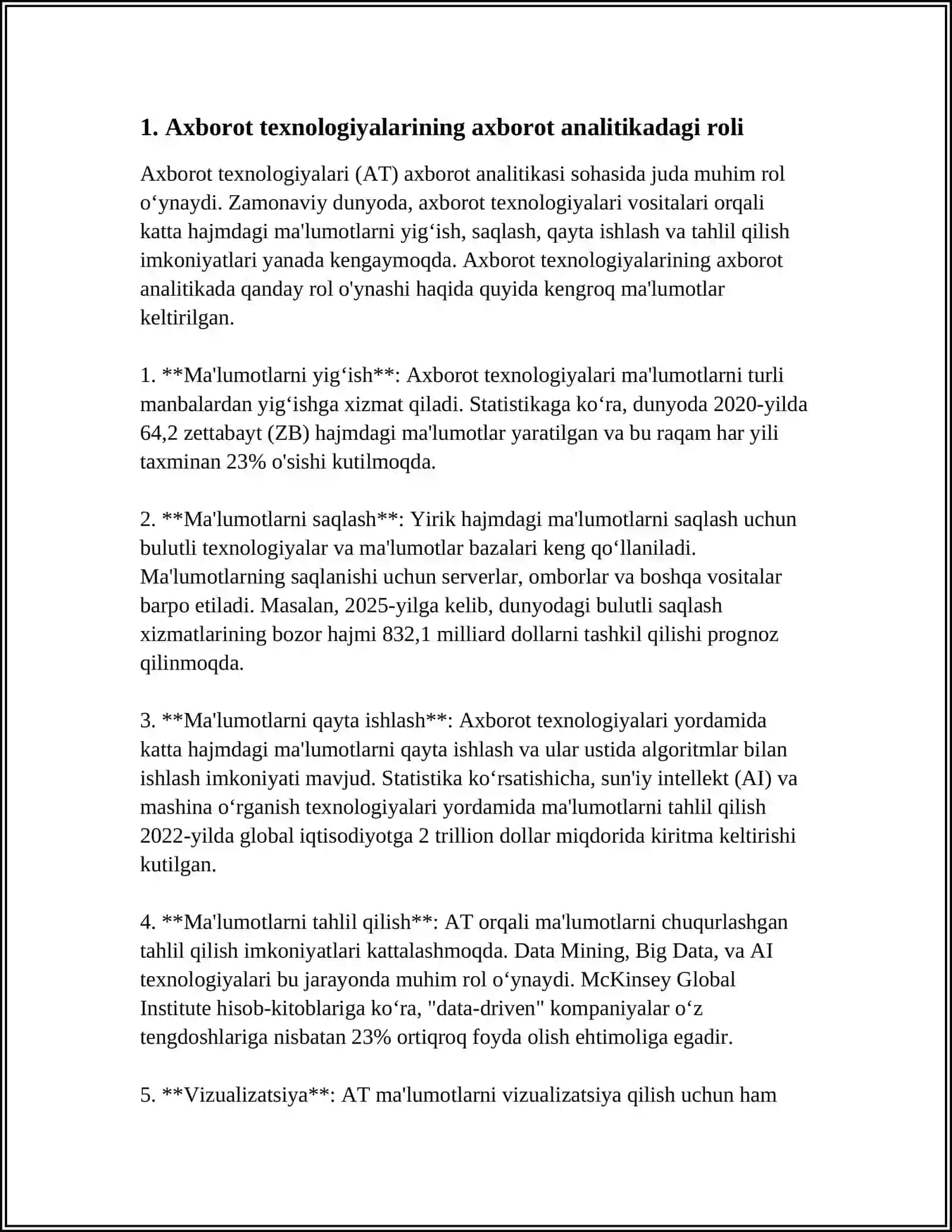 AXBOROT ANALITIKA VA QARORLARNI QABUL QILISHNI QO'LLAB QUVVATLOVCHI TIZIMLAR 3
