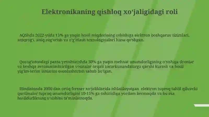 Elektronikaning iqtisodiyot tarmoqlaridagi roli 3