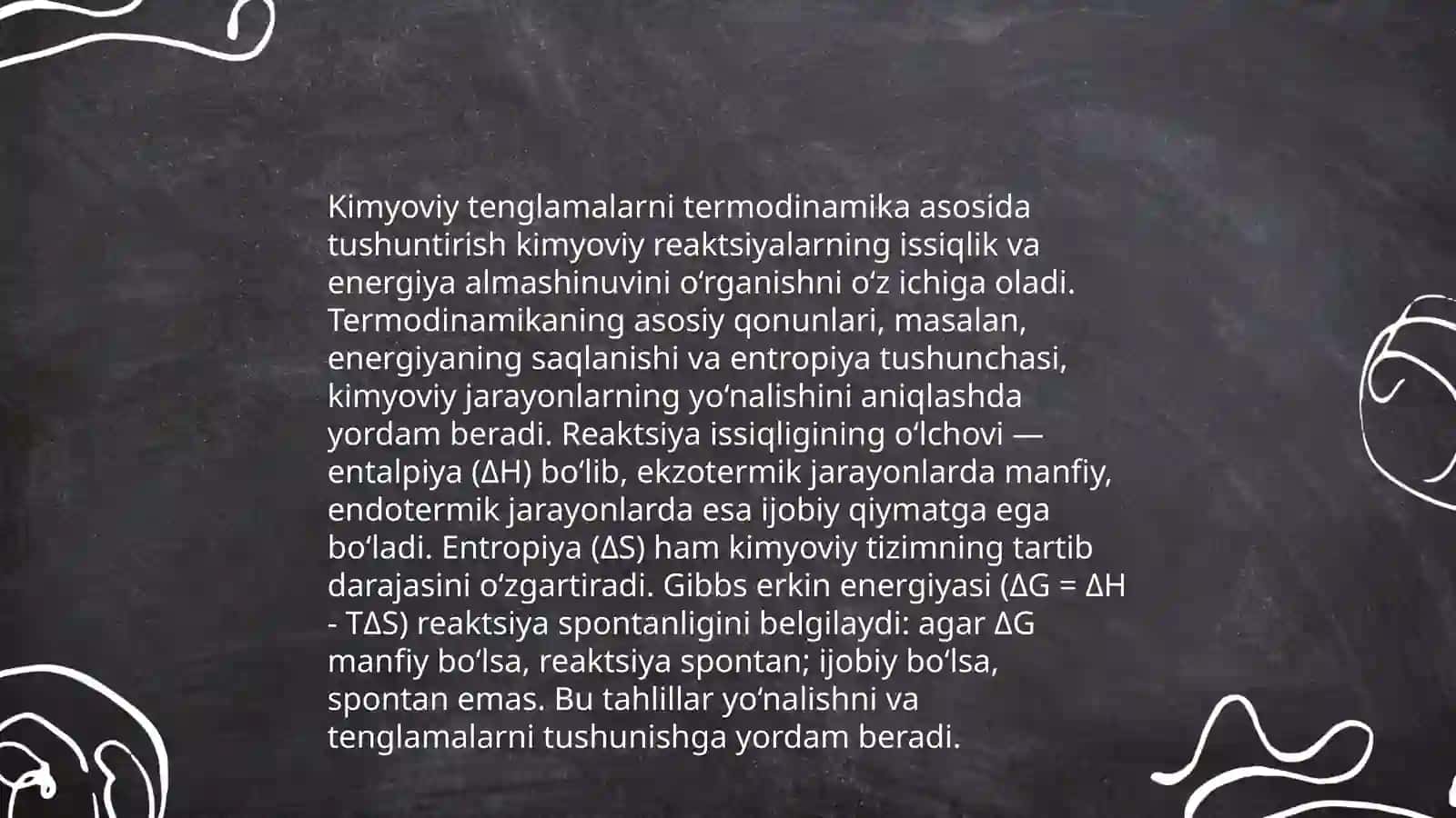 Kimyoviy termodinamika.Kimyoviy termadinamikaning issiqlik efektini aniqlash 3