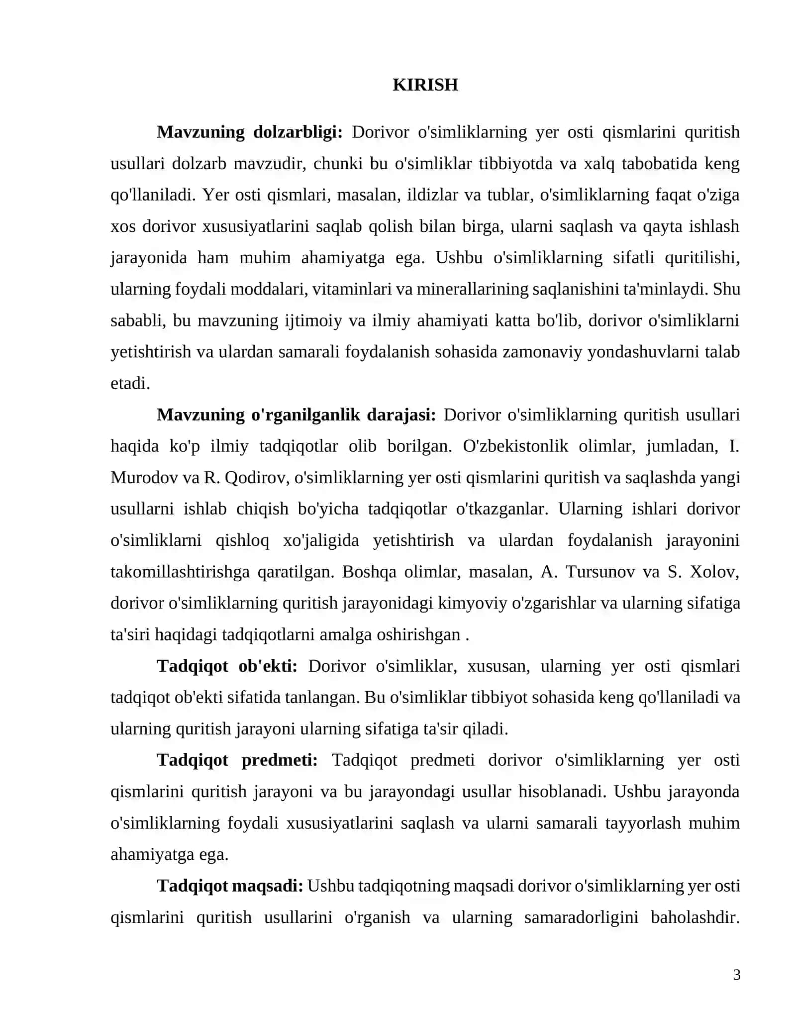 DORIVOR O'SIMLIKLARNING YER OSTI QISMINI QURITISH USULLARI 3