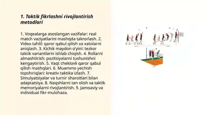 Voleybol oʻyinining taktikasni orgatish uslubiyati 3