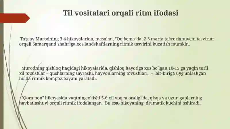 To'g'ay Murod qissalarida ritmning o'ziga xosligi 3