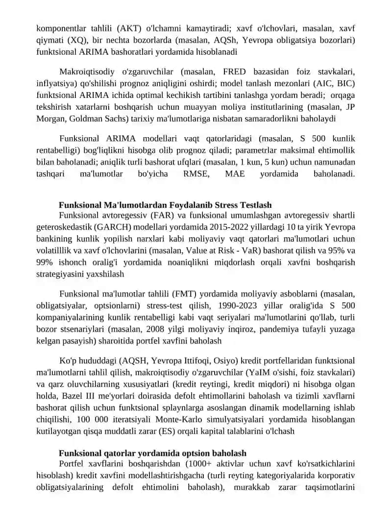 Moliyaviy tavakkalchilikni modellashtirishda funksional qatorlarning tatbiqlari 3