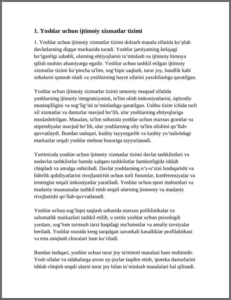 Yoshlar uchun ijtimoiy xizmatlar tizimi 3