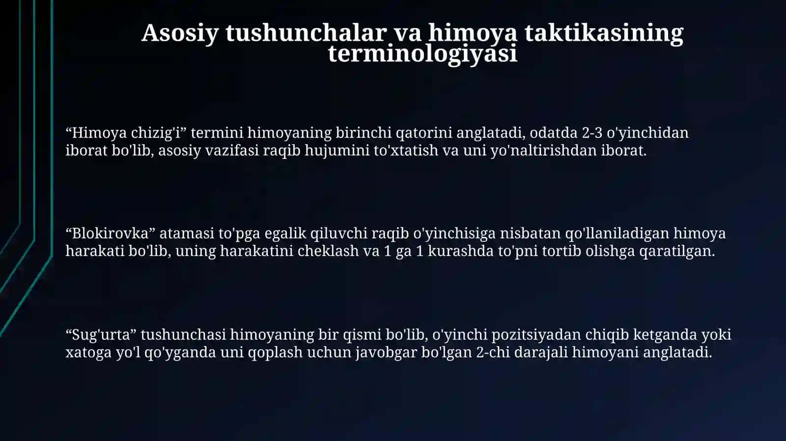 Himoyadajamoa o'yin taktikasini o'rgatish usullari uslublar kompleksinitayyorlash 3