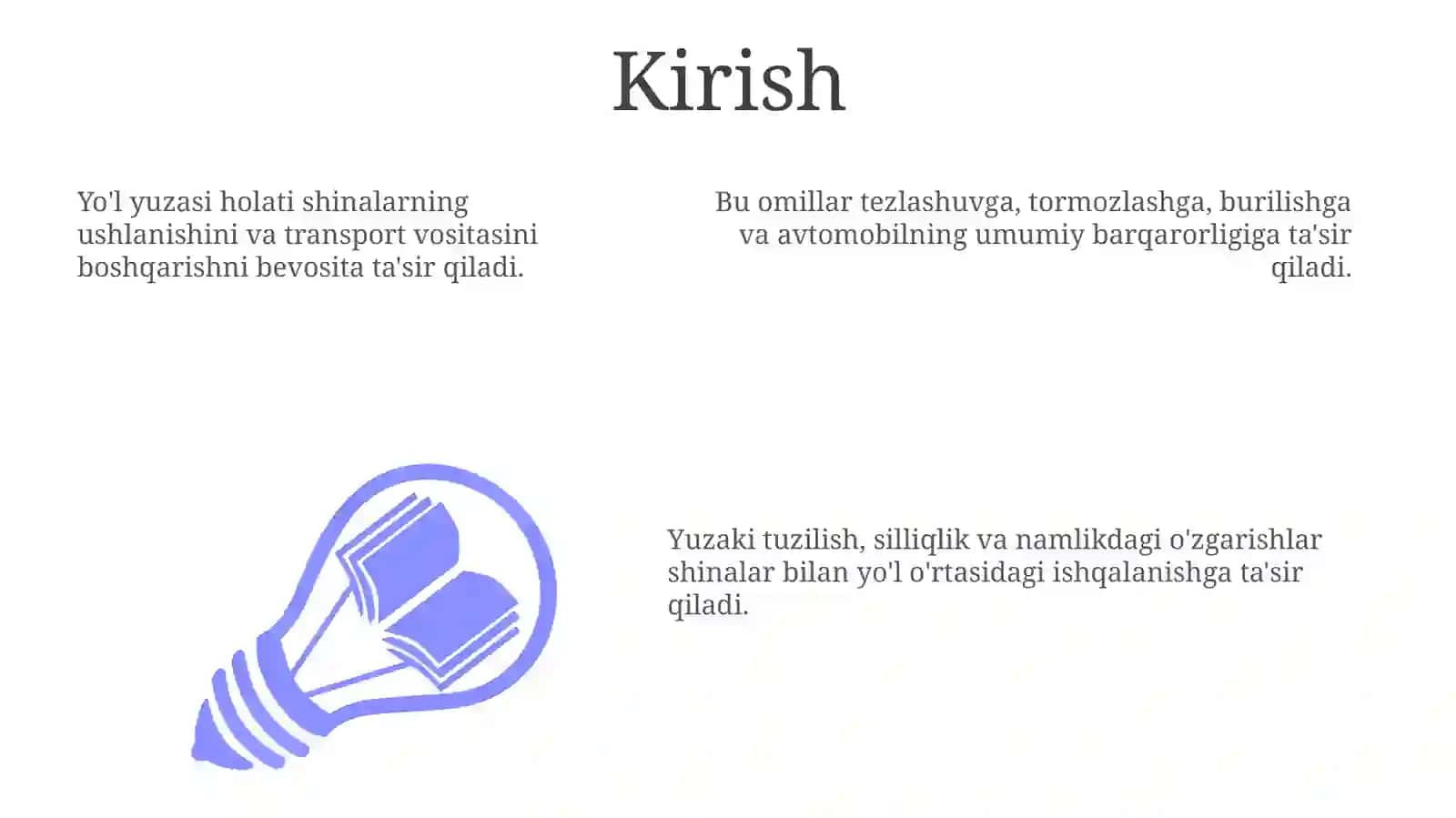 Avtomobilning yo'l to'shamasining o'zaro ta'siri 3