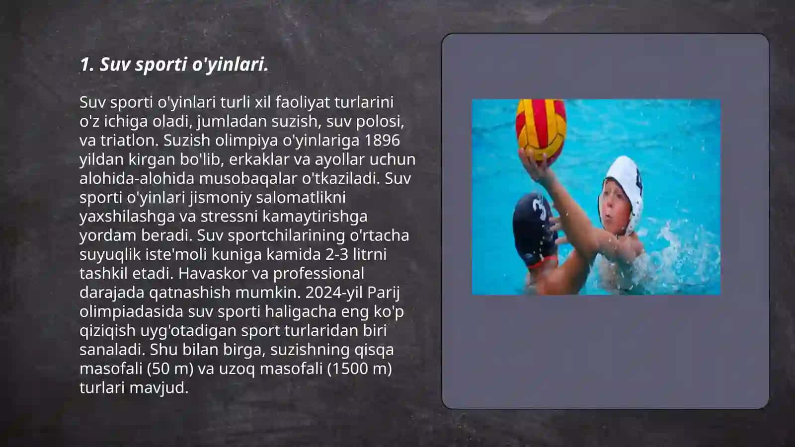 Suvda o’ynaladigan harakatli o’yinlar 3