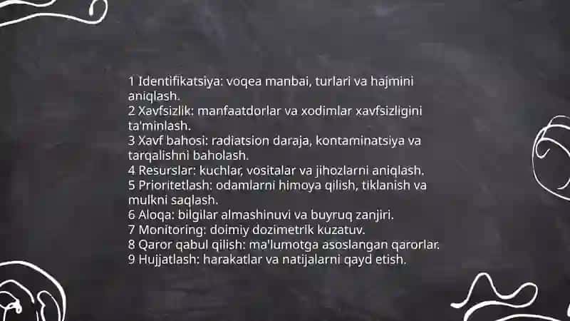 Favqulotda vaziyatni baholash. Radiatsion holat. Radioaktiv zararlanish manbaalari. Zonalar tavsifi 3