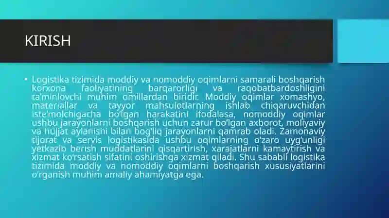 Logistik Tizimda Moddiy va Nomoddiy Oqimlarni Boshqarish Xususiyatlari 3