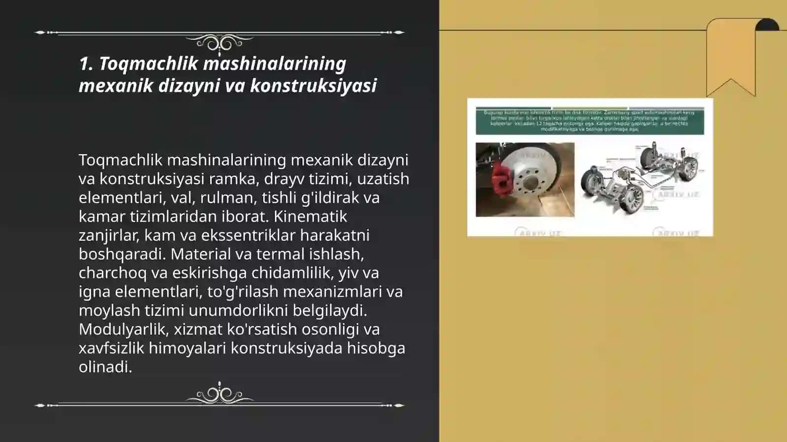 Toqmachlik mashinalarining mexanik dizayni va konstruksiyasi 3