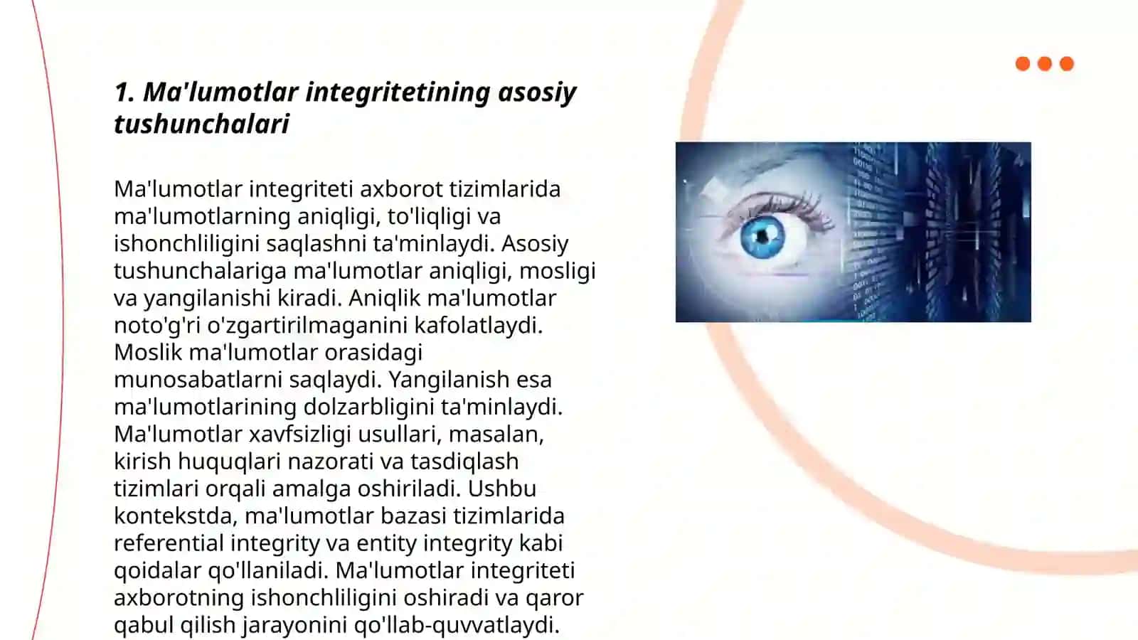 Ma’lumotlar yaxlitligini taminlash usullari 3