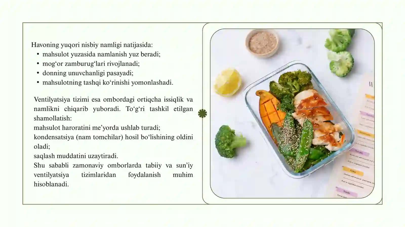 Dala ekinlari mahsulotlarini saqlashda ularning sifatini belgilovchi asosiy omillar va ularning ta’siri 3