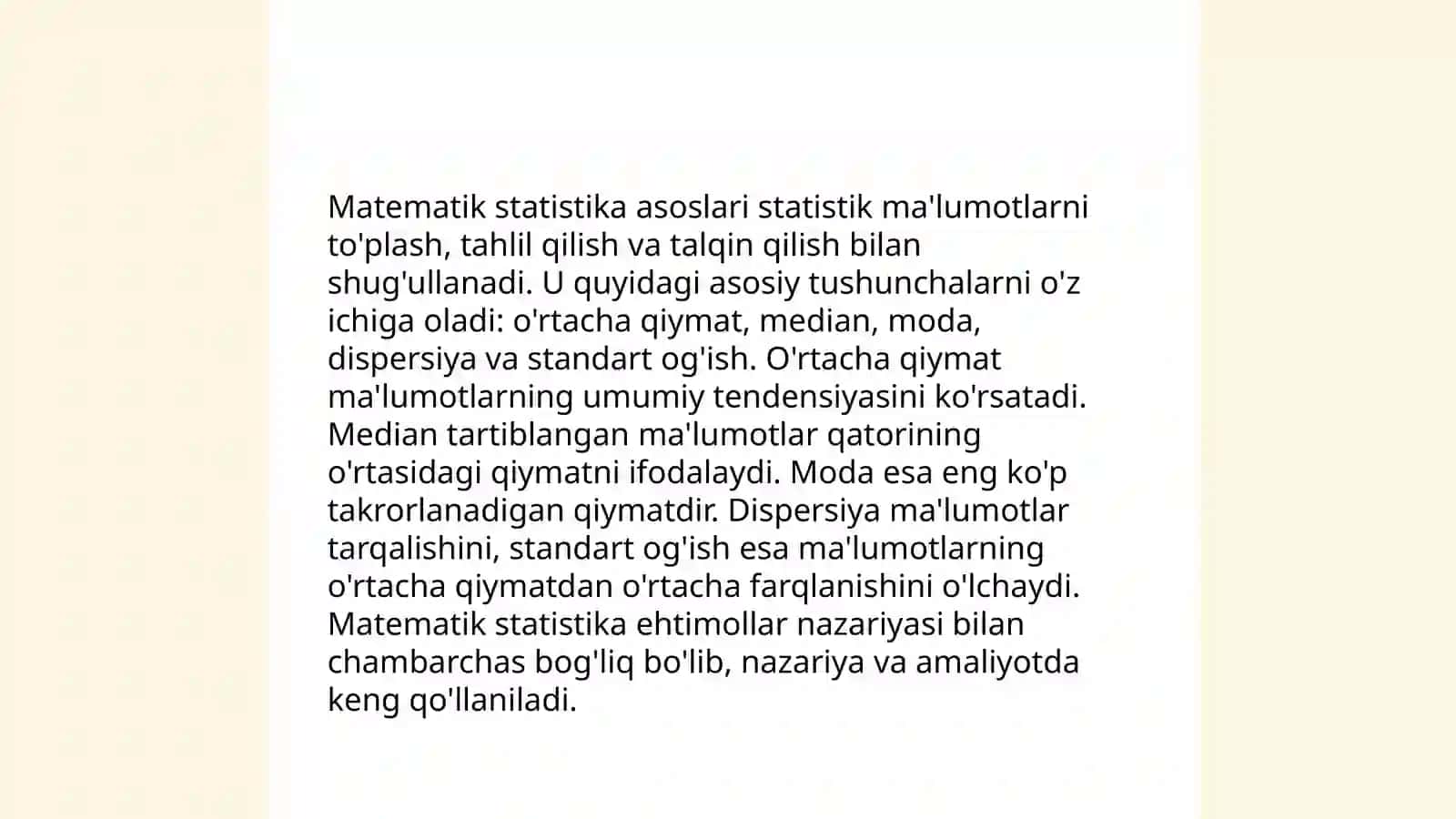 Matematik statistika elementlarini o’qitish metodikasi 3