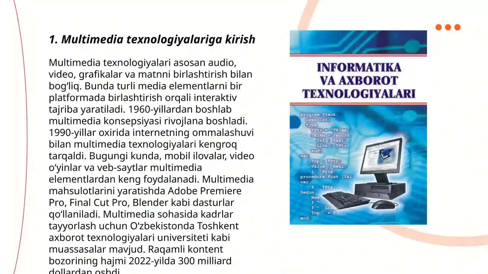 Multimedia texnologiyalari haqida tushuncha 3