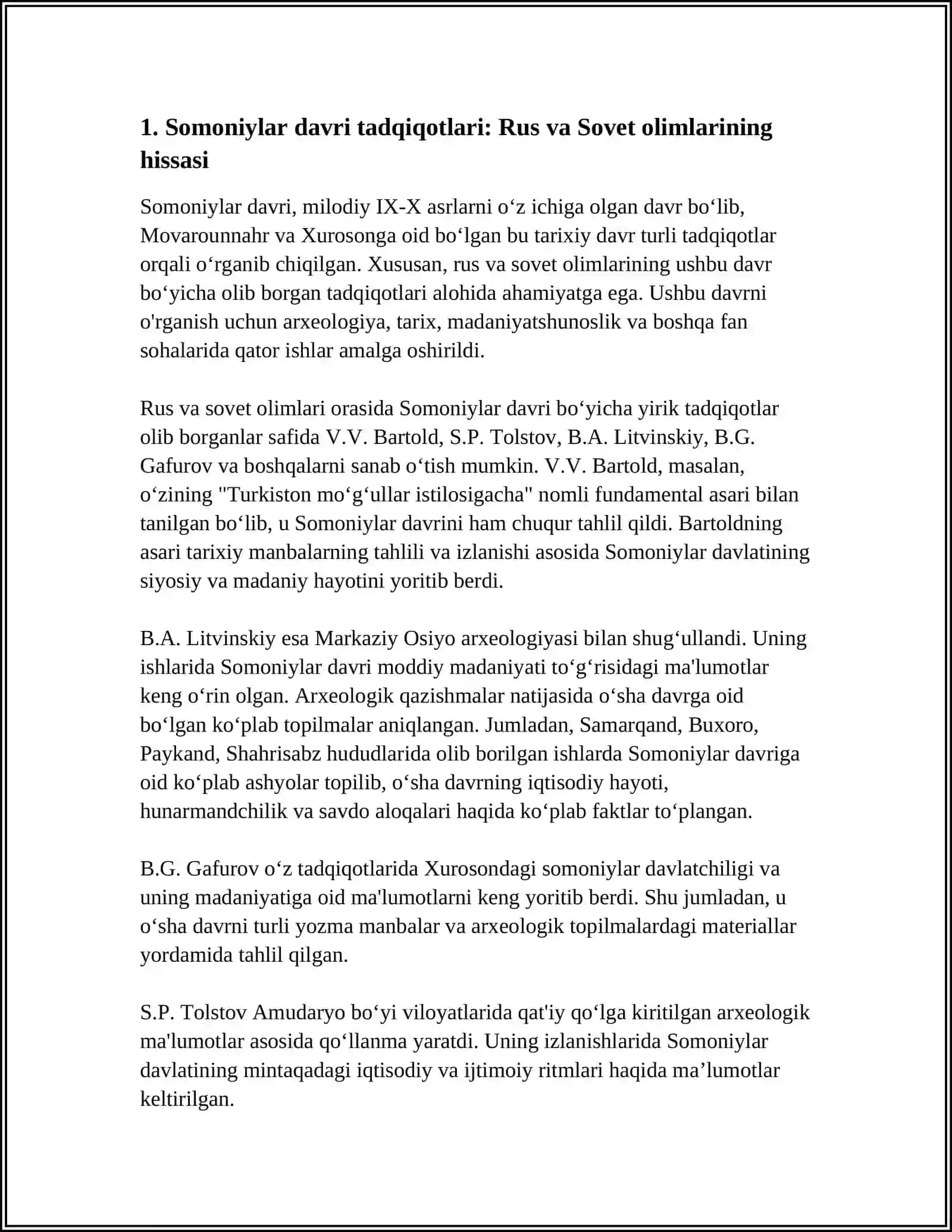 SOMONIYLAR TARIXIGA DOIR RUS VA SOVET TADQIQOTCHILARI HAQIDA 3