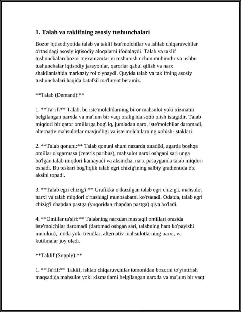 TALAB VA TAKLIF TAXLILI ASOSLARI 3