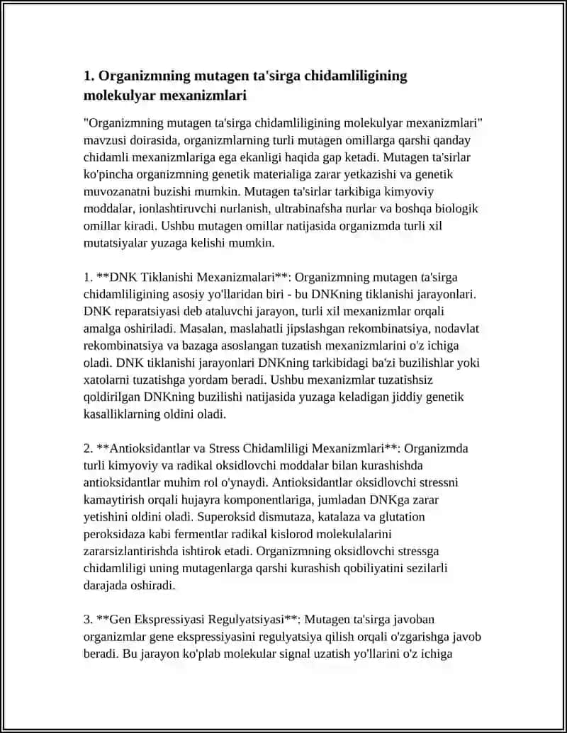 Organizmning mutagen ta'sirga chidamliligining molekulyar mexanizmlari 3