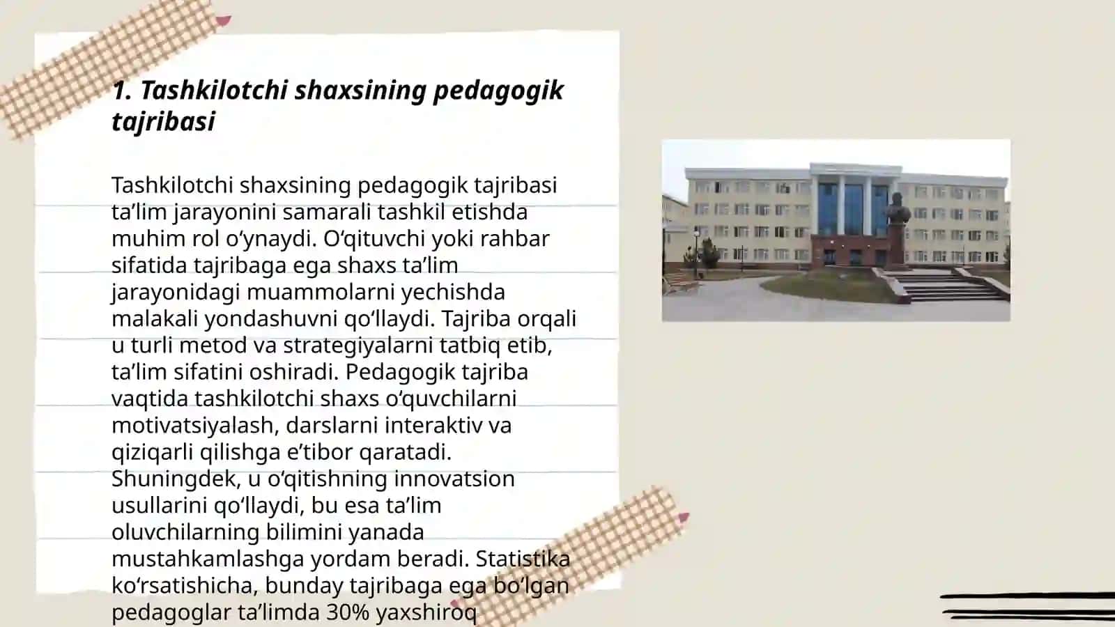 Sinfdan va maktabdan tashqari ishlarni tashkil qilishda tashkilotchi shaxsiga bo’lgan talablar 3