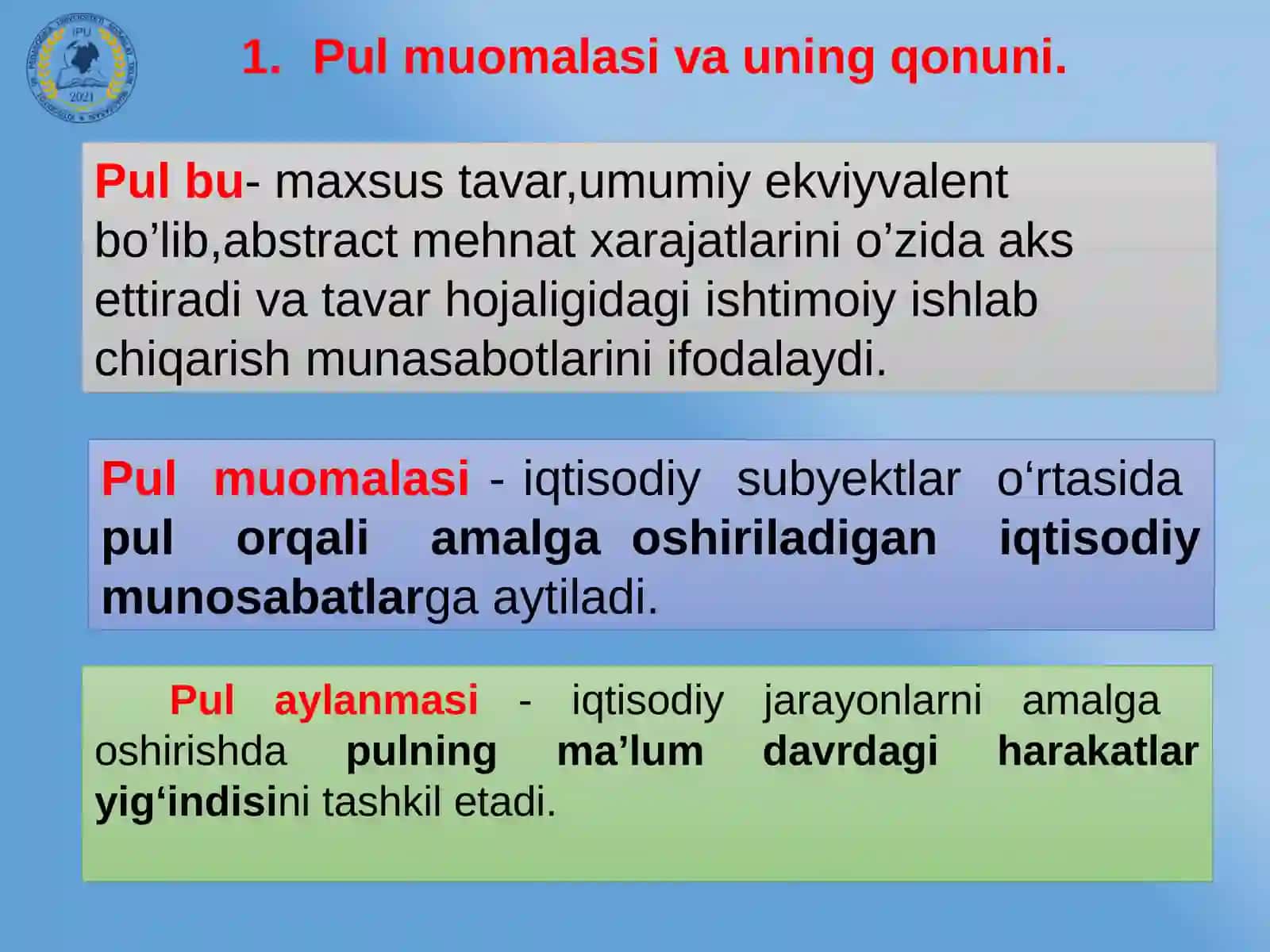 Pul muomilasi, Kredit va Banklar 3