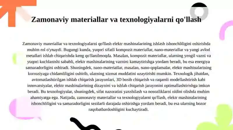 Elektr mashinalarni ishlash ishonchliligini oshirish usullari 3